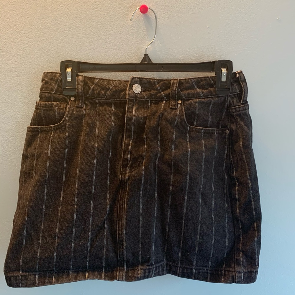 pacsun black denim with whit strips skirt